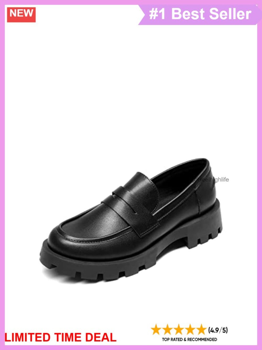 PU Slip-On Platform Loafers with Chunky Lug Sole